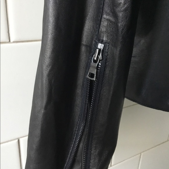 VINCE Soft Cross-Front Leather Moto Black Jacket S - Picture 9 of 12